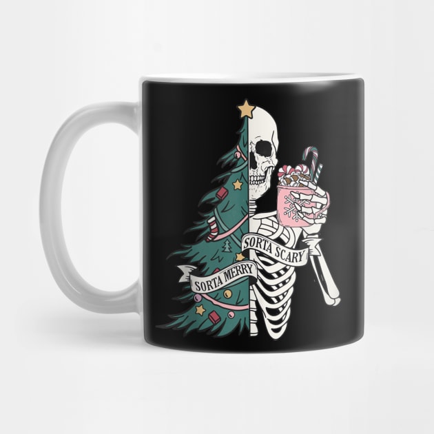 Sorta Scary - Sorta Merry Christmas Skeleton - Christmas Tree by Origami Fashion